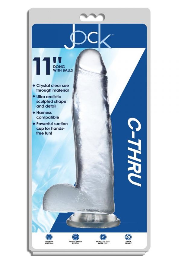 Jock C-Thru Realistic Dong With Balls 11 in - Clear