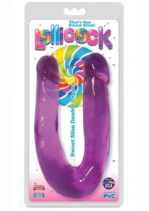 Lollicock Sweet Slim Double Dipper Double Dildo - Grape