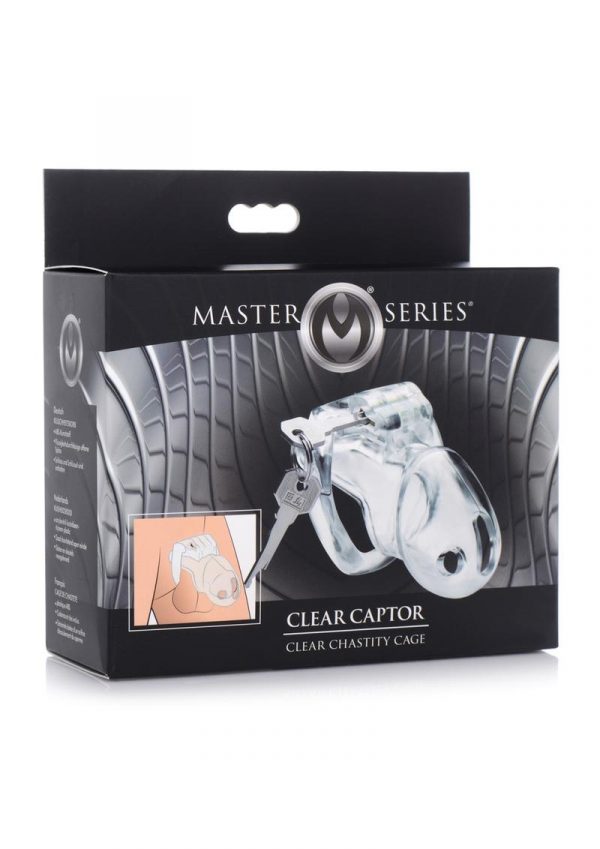 Master Series Clear Captor Chastity Cage With Keys - Small - Clear