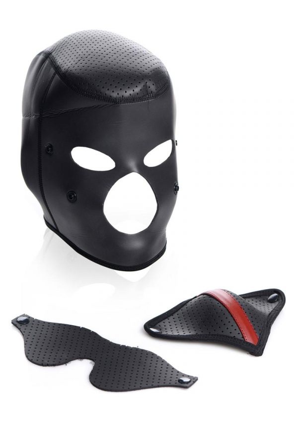 Master Series Scorpion Hood With Removable Blindfold And Face Mask - Black/Red