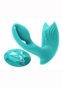 Inya Bump-N-Grind Silicone Rechargeable Warming Vibrator With Remote Control - Teal