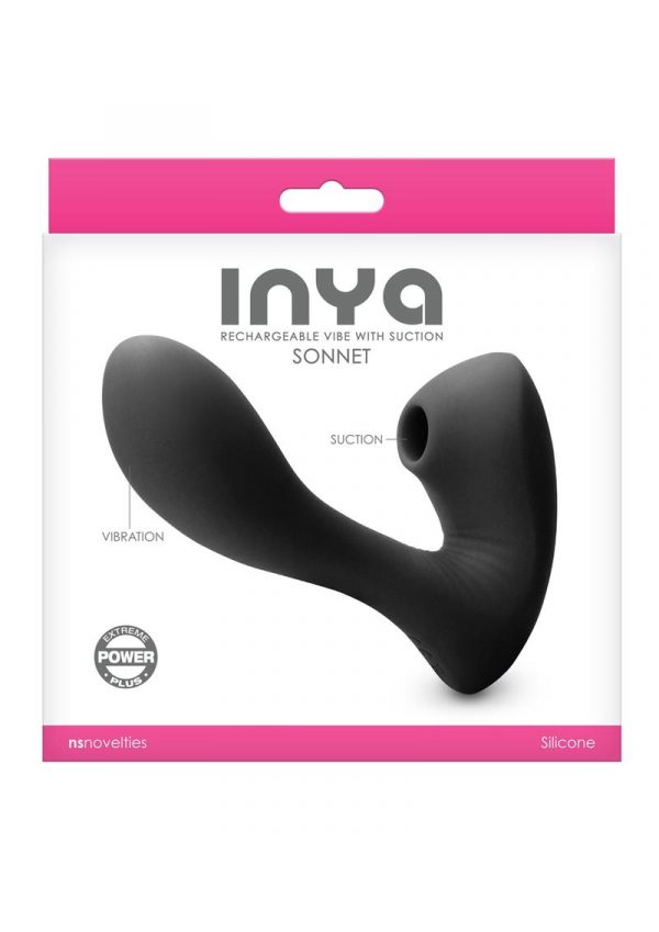 Inya Sonnet Silicone Rechargeable Vibrator With Clitoral Stimulation - Black