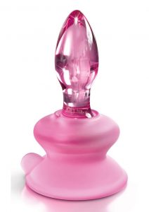 Icicles No 90 Glass Anal Plug With Bendable Silicone Suction Cup - Pink