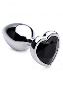 Booty Sparks Black Heart Gem Anal Plug - Small - Black/Silver