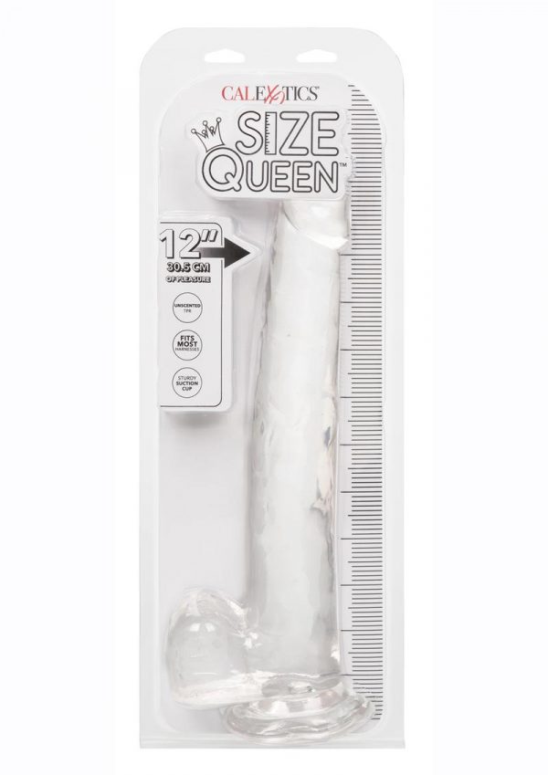 Size Queen Dildo with Balls 12in - Clear