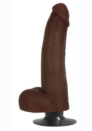 JOCK Vibrating Dildo with Balls 8in - Chocolate