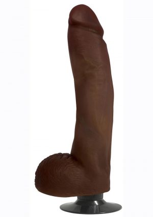 JOCK Vibrating Dildo with Balls 10in - Chocolate