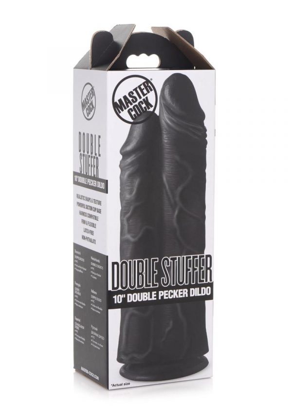 Master Cock Double Stuffer Double Pecker Dildo 10in - Black