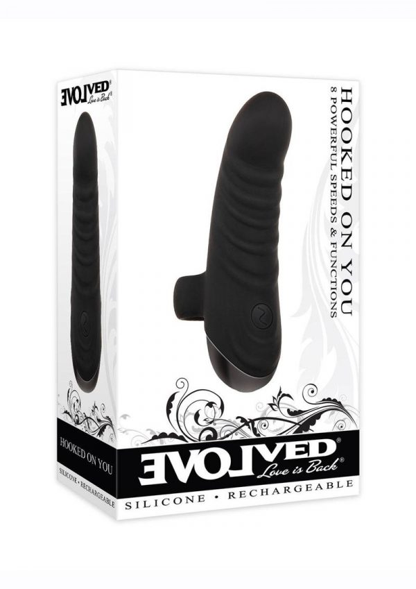 Hooked On You Silicone Rechargeable Vibrator - Black