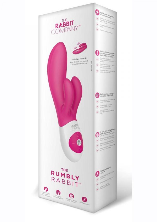 The Rumbly Rabbit Rechargeable Silicone Rabbit Vibrator - Hot Pink