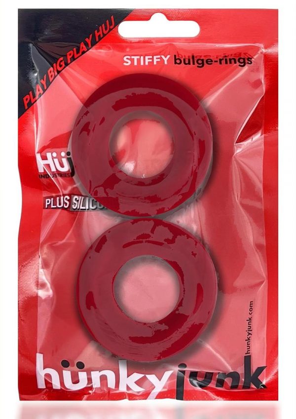 Hunkyjunk Stiffy Bulge Silicone Cock Rings (2 pack) - Cherry Ice