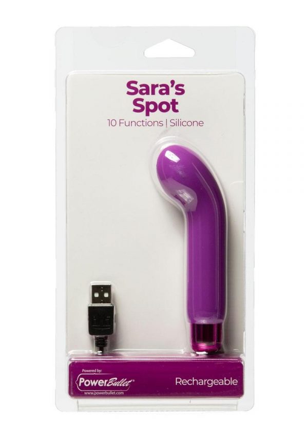 PowerBullet Sara`s Spot 10 Function Rechargeable Silicone Vibrating Bullet - Purple