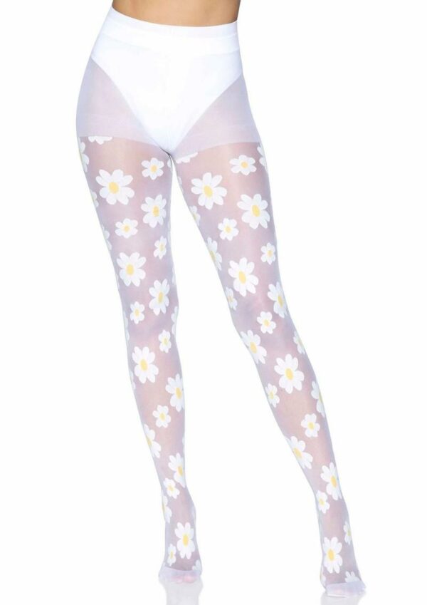 Leg Avenue Daisy Nylon Sheer Tights - O/S - White