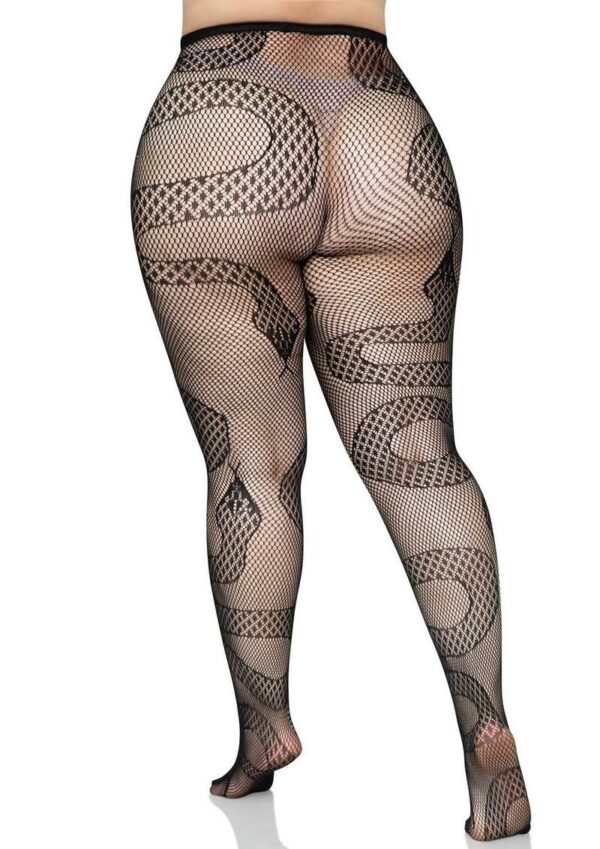 Leg Avenue Snake Net Tights - 1X/2X - Black