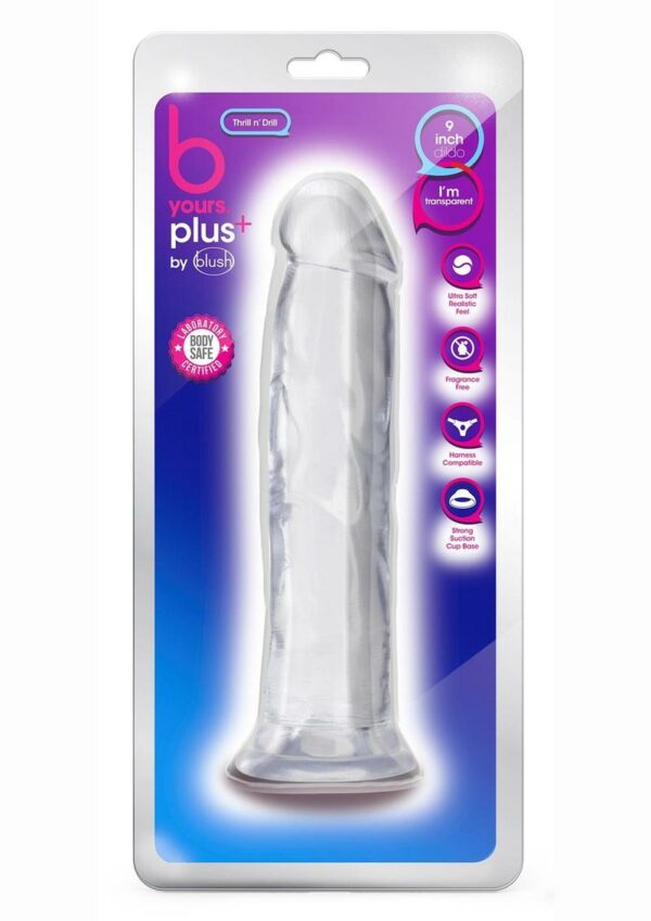 B Yours Plus Thrill n` Drill Realistic Dildo 9.5in - Clear