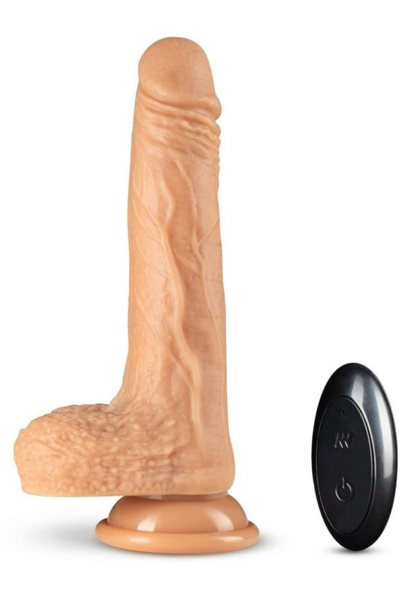 Dr. Skin Silicone Dr. Grey Rechargeable Thrusting Dildo with Remote Control 7in - Vanilla