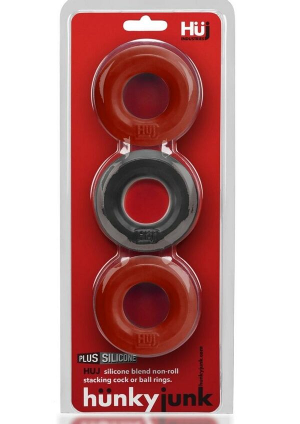 Hunkyjunk HUJ3 Silicone C-Rings (3 Pack) - Cherry/Tar