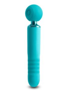 Revel Fae Rechargeable Silicone Vibrator with Clitoral Stimulator - Teal