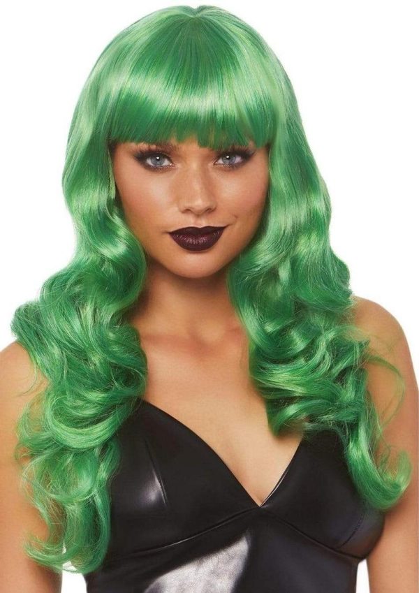 Leg Avenue Misfit Long Wavy Bang Wig - O/S - Green