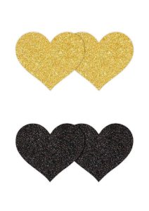 Pretty Pasties Glitter Hearts - Black/Gold