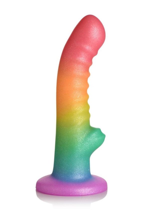 Simply Sweet Ribbed Silicone Rainbow Dildo