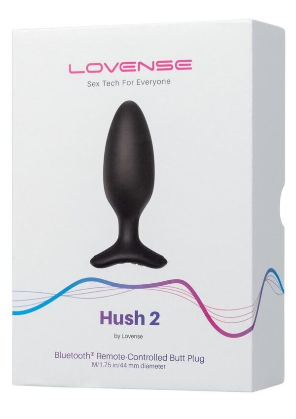 Lovense Hush 2 Rechargeable App Compatible Silicone Vibrating Anal Plug 1.75in - Black