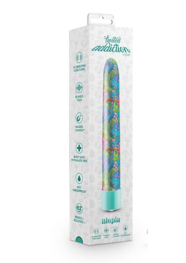 Limited Addiction Utopia Rechargeable Slimline Vibrator - Aqua