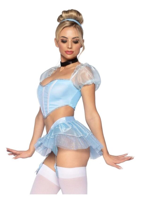 Leg Avenue Glass Slipper Cinderella Boned Sweetheart Crop Top with Organza Sleeves