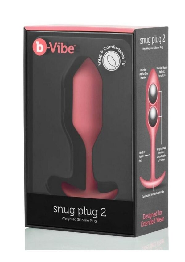 B-Vibe Snug Plug 2 Silicone Weighted Anal Plug - Coral