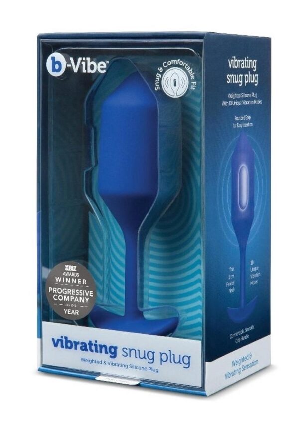 B-Vibe Vibrating Snug Plug 4 Rechargeable Silicone Anal Plug - Navy