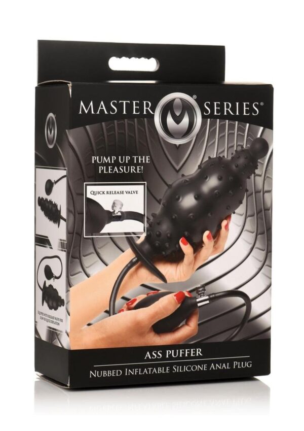 Master Series Ass Puffer Nubbed Inflatable Silicone Anal Plug - Black