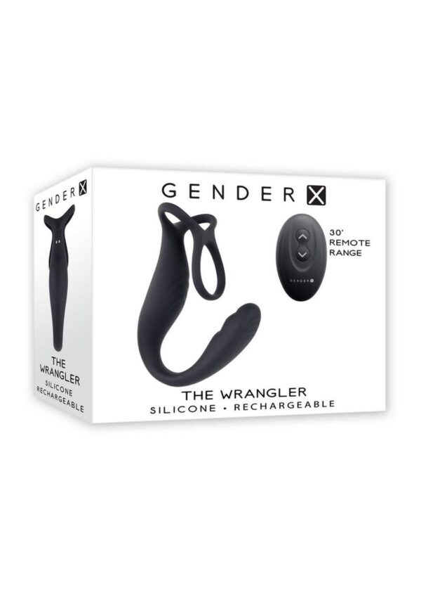 Gender X The Wrangler Rechargeable Silicone Triple Stimulating Anal Vibrator with Remote - Black