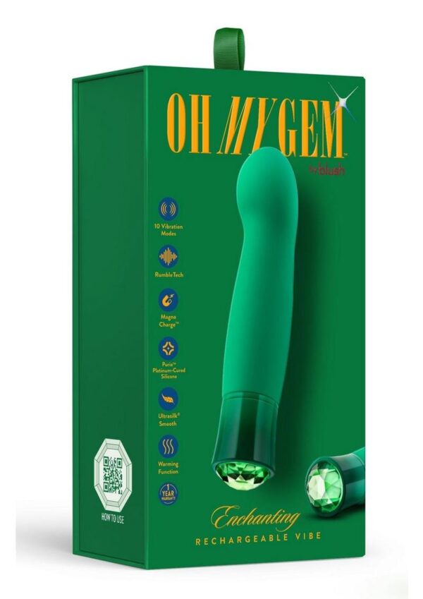 Oh My Gem Enchanting Rechargeable Silicone G-Spot Vibrator - Emerald