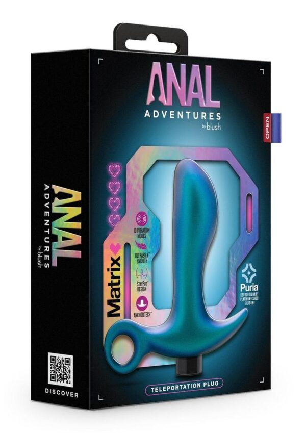 Anal Adventures Matrix Teleportation Plug Rechargeable Silicone Anal Plug - Lunar Blue