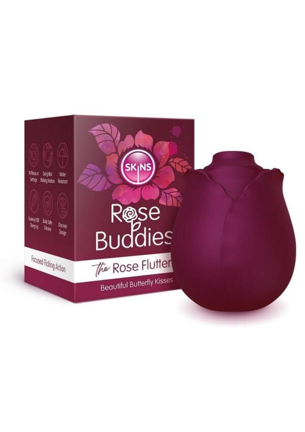 Skins Rose Buddies Rose Flutterz Rechargeable Silicone Clitoral Vibrator - Magenta