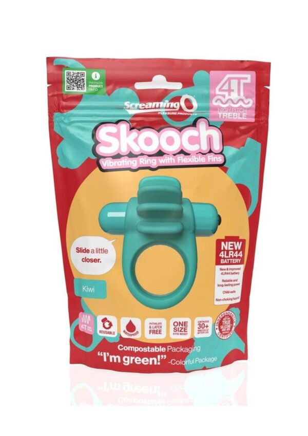 4T Skooch Vibrating Cock Ring with Clitoral Stimulator - Kiwi