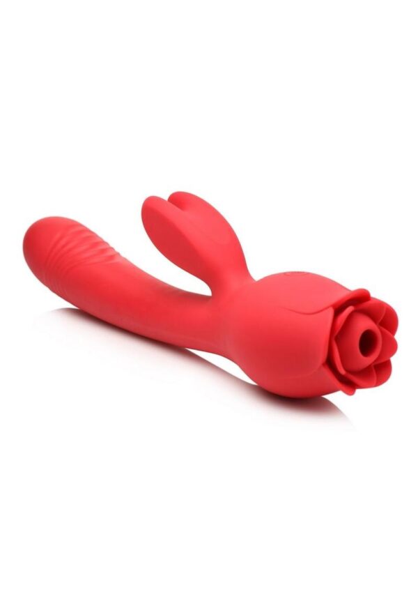 Bloomgasm Blooming Bunny Sucking and Thrusting Silicone Rechargeable Rabbit Vibrator - Red