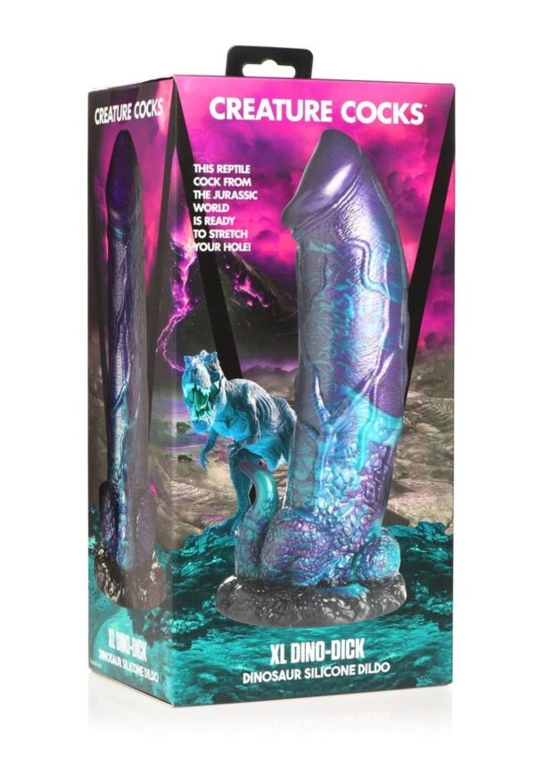 Creature Cocks Dino Dick Dinosaur Silicone Dildo - XLarge - Multicolor