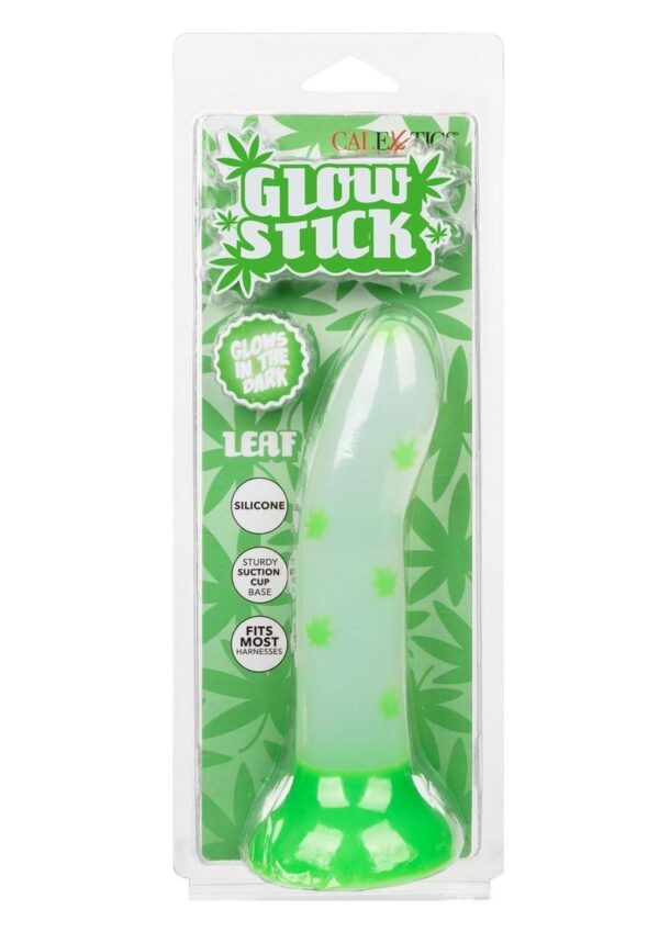 Glow Stick Leaf Silicone Glow in the Dark Dildo with Suction Base - Green