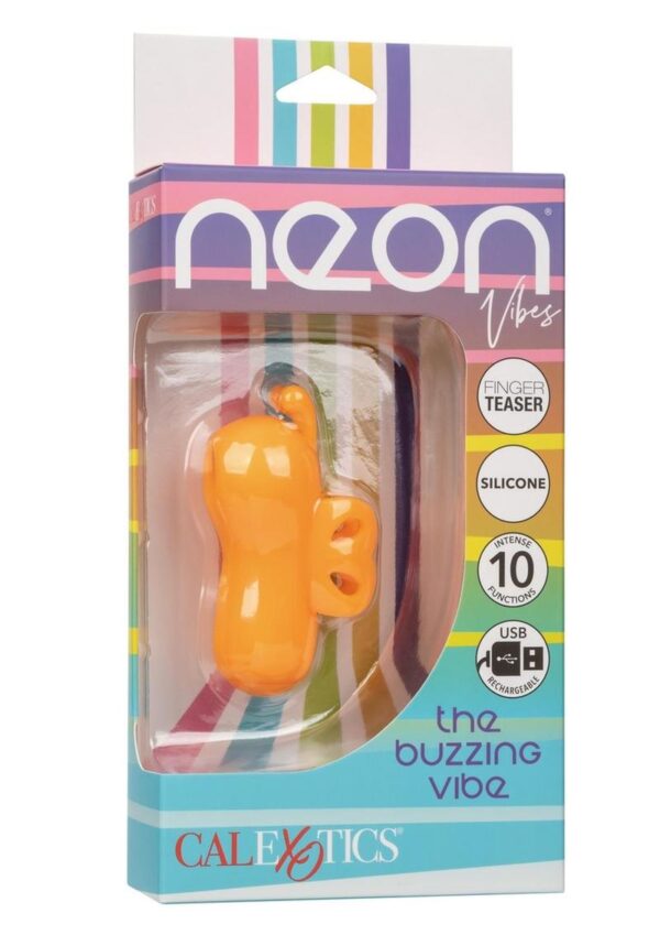 Neon Vibes The Buzzing Vibe Rechargeable Silicone Finger Vibrator - Orange