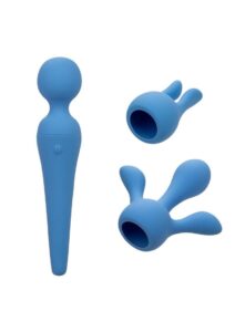 Couture Collection Rechargeable Silicone Body Wand Kit - Blue