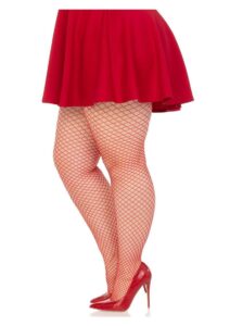 Leg Avenue Spandex Industrial Net Tights - 1X-2X - Red