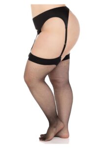 Leg Avenue Micro Net Spandex Stockings - 1X-2X - Black