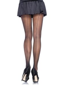 Leg Avenue Cuban Foot Pantyhose - 1X-2X - Black/Black