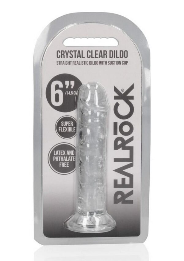 RealRock Skin Realistic Striaght Dildo without Balls 6in - Clear