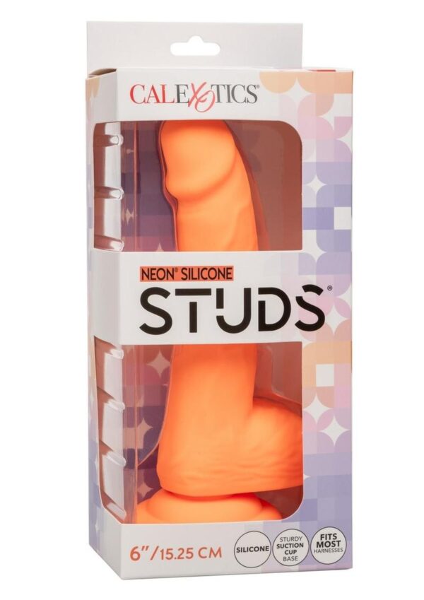 Neon Silicone Studs Dildo 6in - Orange