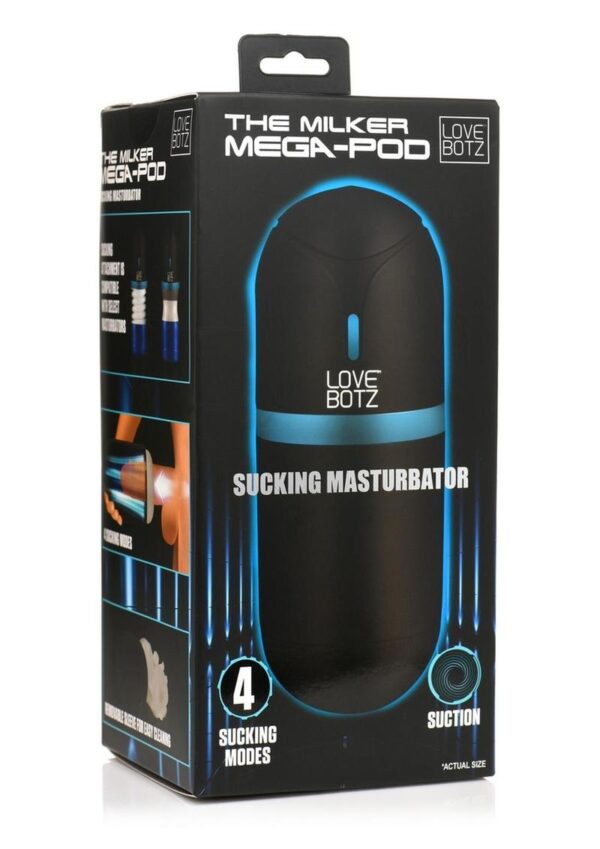 LoveBotz The Milker Mega-Pod Sucking Rechargeable Masturbator - Black/Clear