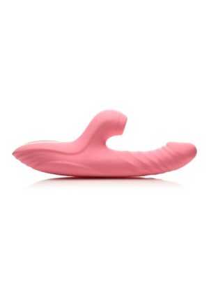 Shegasm Candy-Thrust Rechargeable Silicone Thrusting and Sucking Rabbit Vibrator - Pink