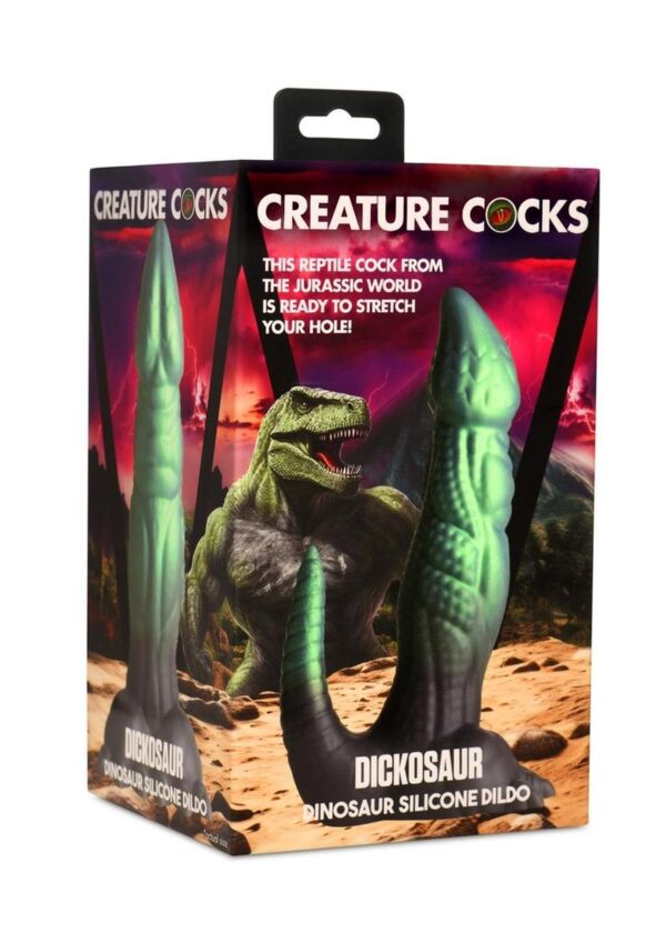 Creature Cocks Dickosaur Dinosaur Silicone Dildo - Green/Black