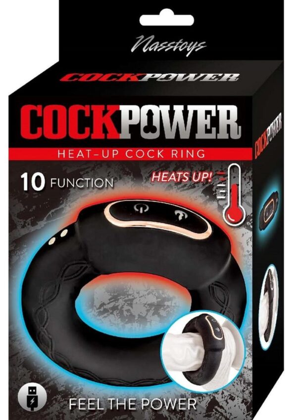 CockPower Heat Up Rechargeable Silicone Cock Ring - Black